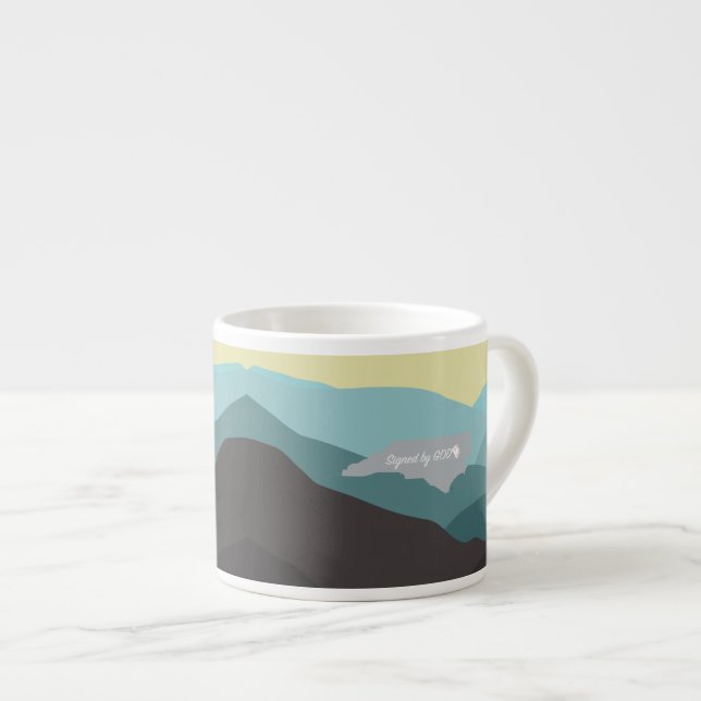 Tasse Expresso Caroline du Nord, Signée par Dieu (Devant droit)