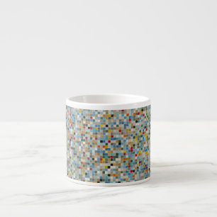 Tasse Expresso Carré Mosaïque Motif de carreaux multicolores (P