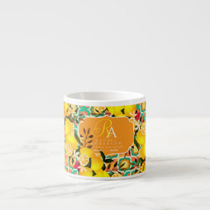 Tasse Expresso Carreaux Méditerranéens au Citron Orange Vert