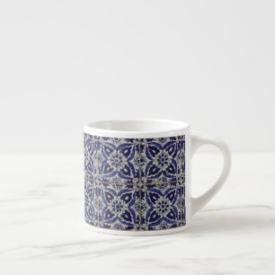 Tasse Expresso Carrelage italien rustique Azulejo bleu blanc géom