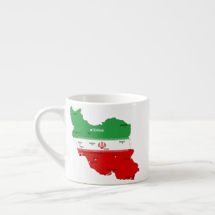 Tasse Expresso Carte de l'Iran avec drapeau et emblème