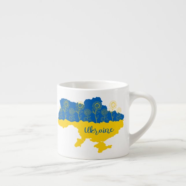 Tasse Expresso Carte de l'Ukraine avec tournesol et drapeau ukrai (Droite)