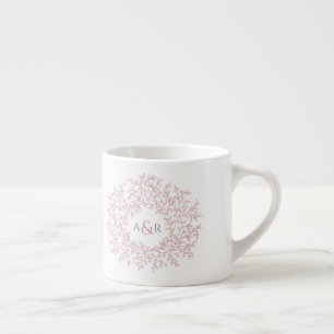 Tasse Expresso Cercle feuille rose mariage cadeau monogrammes