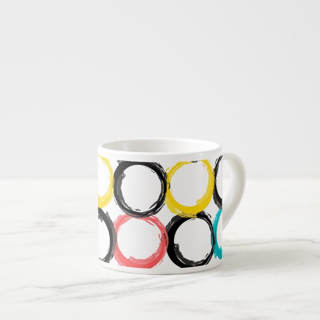 Tasse Expresso Cercles modernes, colorés, cool, uniques et branch (Devant droit)