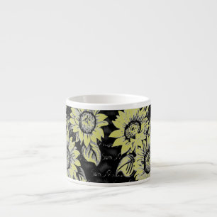 Tasse Expresso Changer la couleur Wacky Sunflowers b&w