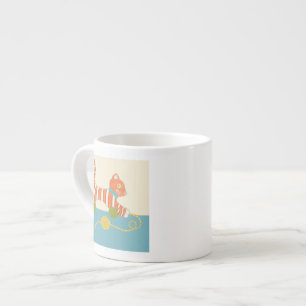 Tasse Expresso Chat de jouet rayé avec balle de chaîne