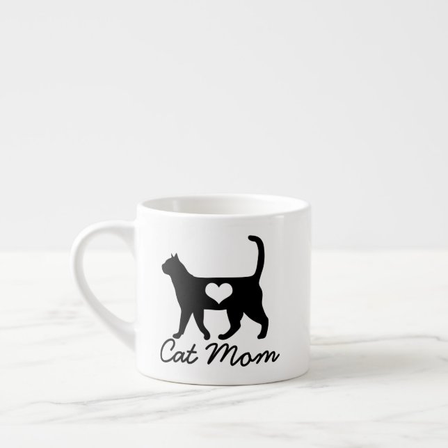 Tasse Expresso Chat moderne Silhouette Chat Maman (Gauche)