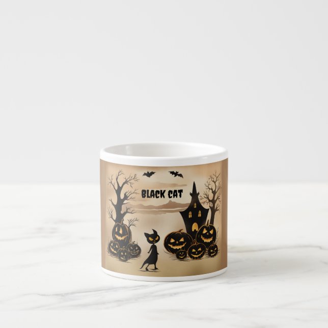 Tasse Expresso Chat noir par thu Manor hanté (Devant)