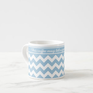 Tasse Expresso Chevrons bleu-clair et blancs