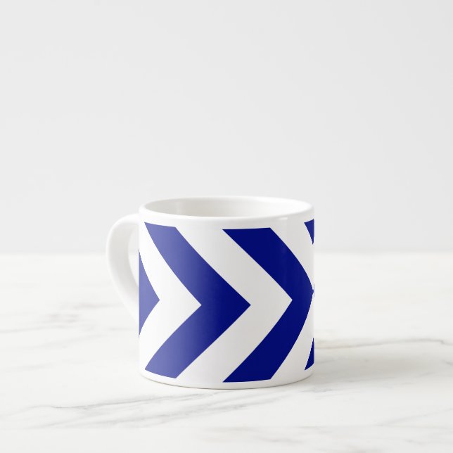 Tasse Expresso Chevrons bleu et blanc (Devant gauche)