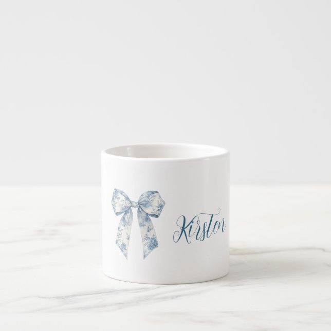 Tasse Expresso Chic White Blue Floral Bow (Devant)
