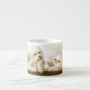 Tasse Expresso Chien angélique et chat sur Cloud