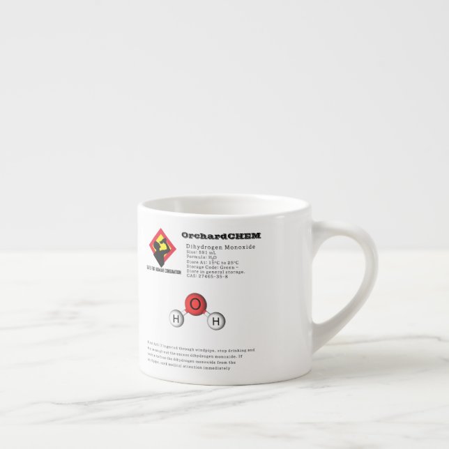 Tasse Expresso Chimie amusante Dihydrogène Monoxyde (H2O) (Droite)