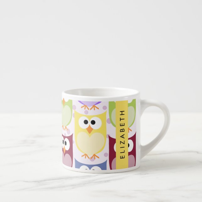 Tasse Expresso Chouettes mignonnes, Chouette Motif, Chouettes col (Droite)