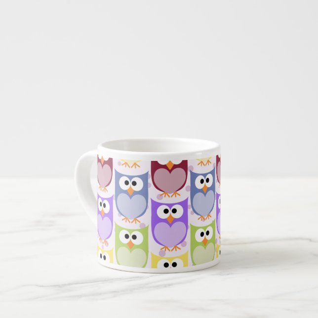 Tasse Expresso Chouettes mignonnes, Chouette Motif, Chouettes pou (Devant gauche)