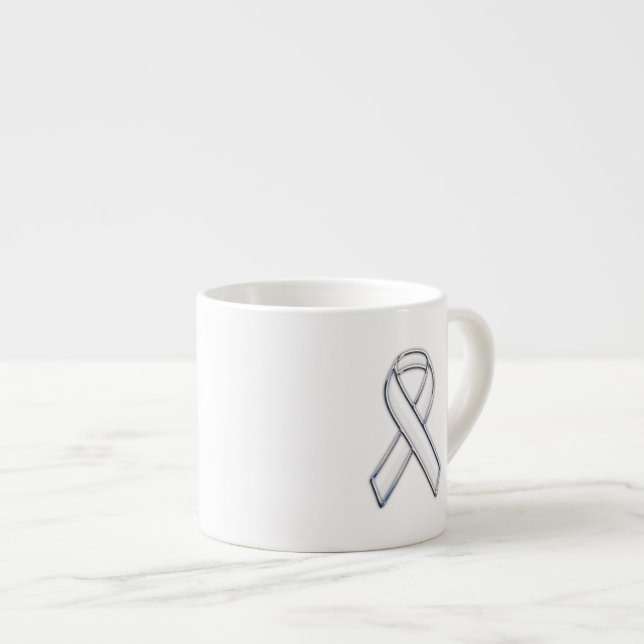 Tasse Expresso Chrome Style White Ribbon Awareness (Devant droit)