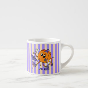 Tasse Expresso Citrouille d'Halloween rétro