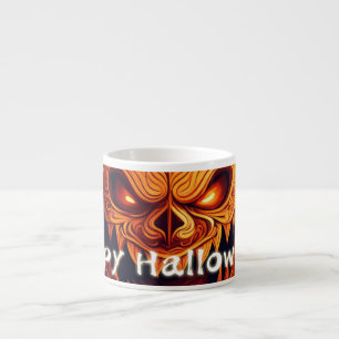 Tasse Expresso Citrouille menaçante aux yeux lumineux pour Hallow