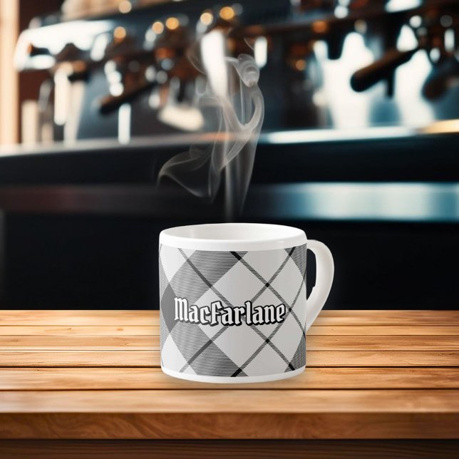 Tasse Expresso Clan MacFarlane Tartan noir et blanc (Créateur téléchargé)
