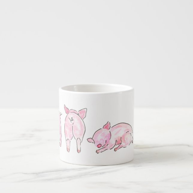 Tasse Expresso Cochons roses (Devant)