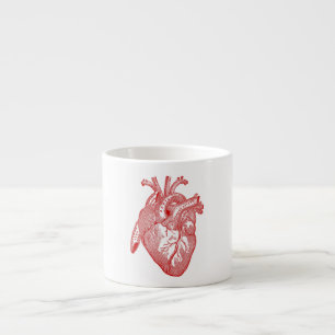Tasse Expresso Coeur anatomique antique rouge