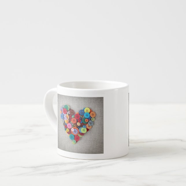 Tasse Expresso Coeur coloré de boutons (Devant gauche)