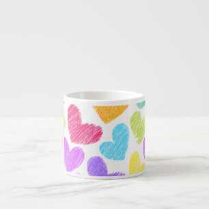 Tasse Expresso Coeur coloré mignon Pastel Valentine Love Motif