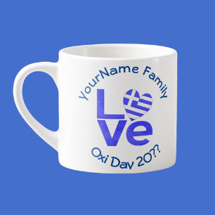 Tasse Expresso Coeur du drapeau grec en bleu LOVE