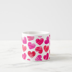 Tasse Expresso Coeurs dorés rouges et roses modernes Valentine