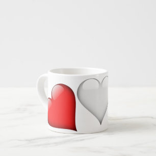 Tasse Expresso Coeurs en verre rouge, blanc et bleu