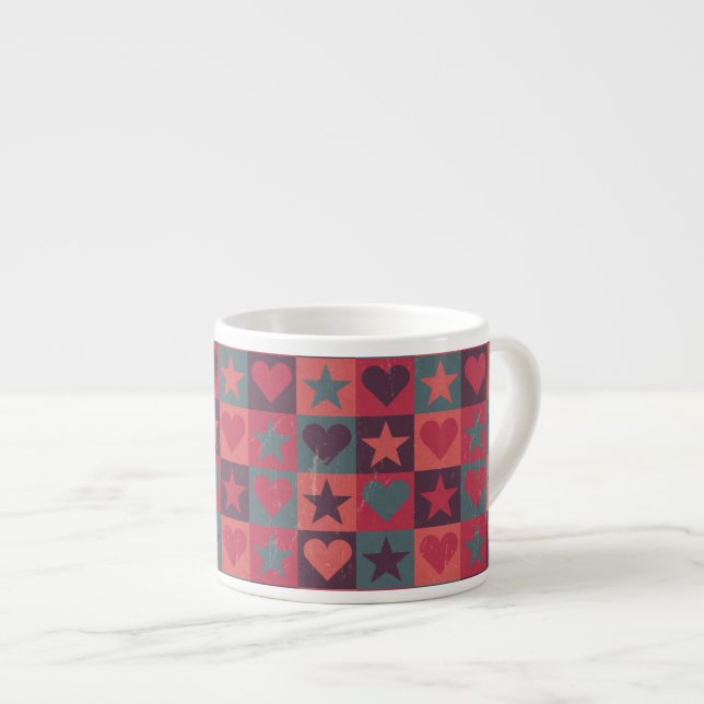 Tasse Expresso Coeurs et rose de profil sous convention (Devant droit)