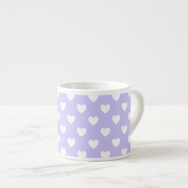 Tasse Expresso Coeurs Pots Polka violet et blanc (Devant droit)
