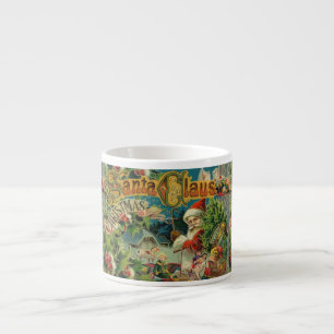 Tasse Expresso Collage de Noël victorien du Père Noël Antique