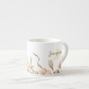 Tasse Expresso Conception de fleurs pour bébé rose pastel monogra