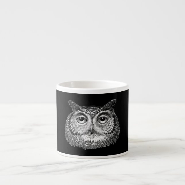 Tasse Expresso Conception vintage de la chouette de Boho (Devant)