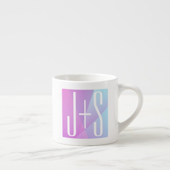 Tasse Expresso Cool Géométrique rose et pourpre | Initiales de co (Droite)