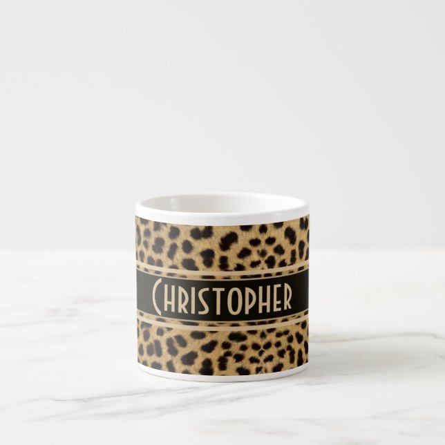 Tasse Expresso Copie de peau de tache de léopard personnalisée (Devant)