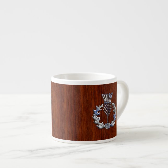 Tasse Expresso Copie écossaise en bois d'acajou riche de chardon (Devant droit)