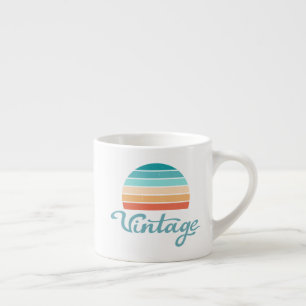 Tasse Expresso Coucher de soleil rétro+Script Vintage désorganisé