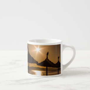 Tasse Expresso Coucher de soleil sur la plage, Majorque, Espagne