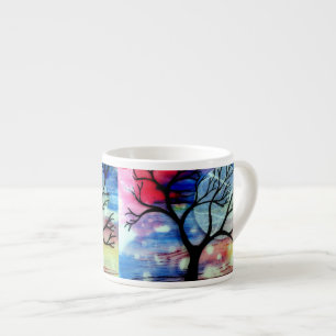 Tasse Expresso Couches transparentes d'arbre et d'encre