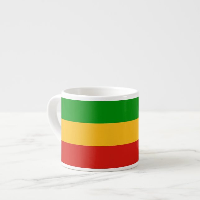 Tasse Expresso COULEURS DE DRAPEAU RASTAFARI + vos idées (Devant gauche)