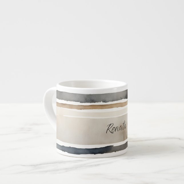 Tasse Expresso Couleurs neutres des bandes d'aquarelle (Devant gauche)
