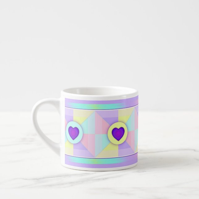 Tasse Expresso Couleurs pastel & coeurs violets battre (Gauche)