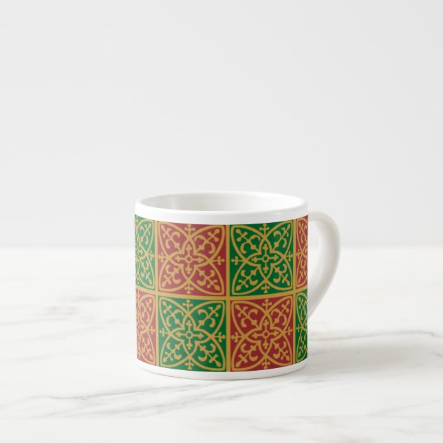 Tasse Expresso Coupe d'Espresso gothique de Fêtes Vert Rouge (Devant droit)