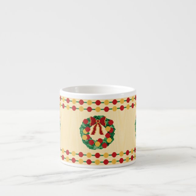 Tasse Expresso Couronne tricotée de vacances (Devant)