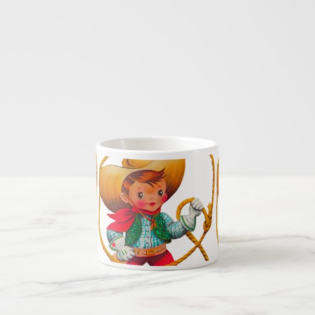 Tasse Expresso Cowboy Retro Boy Child Cute Western (Devant)