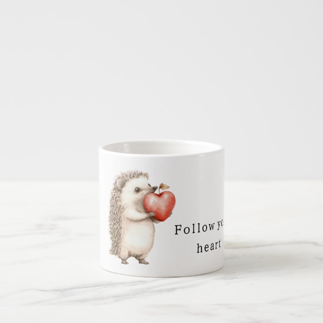 Tasse Expresso Cream Hedgehog Apple Heart (Devant)