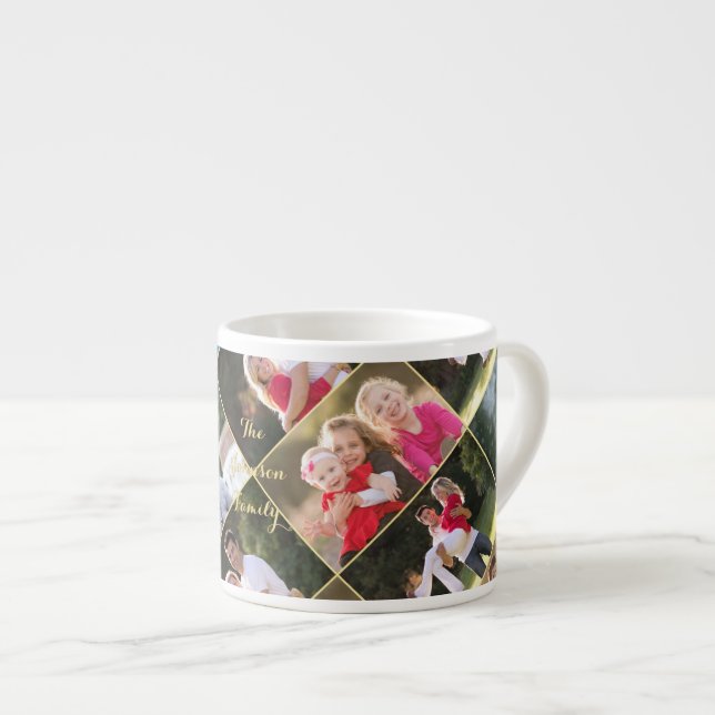 Tasse Expresso Créer personnalisable 5 Photo Collage Gold Monogra (Devant droit)