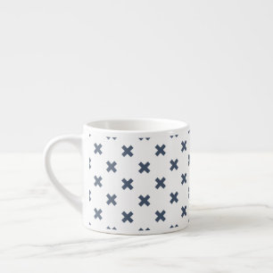 Tasse Expresso Crochets bleu-gris sur blanc